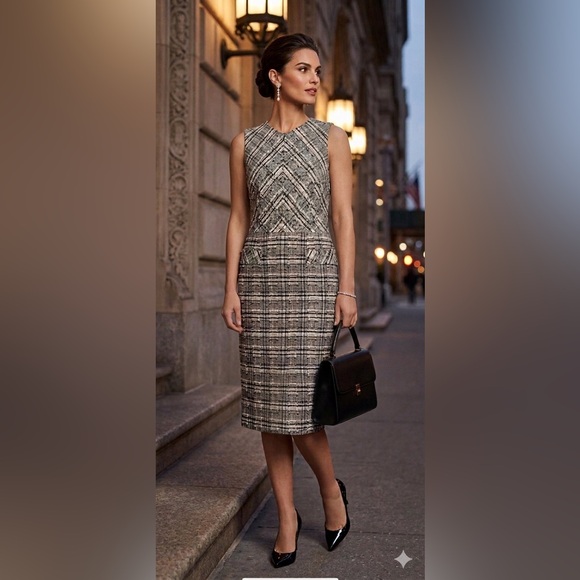 Escada Dresses & Skirts - Escada Black and White Checkered Midi Dress size 34